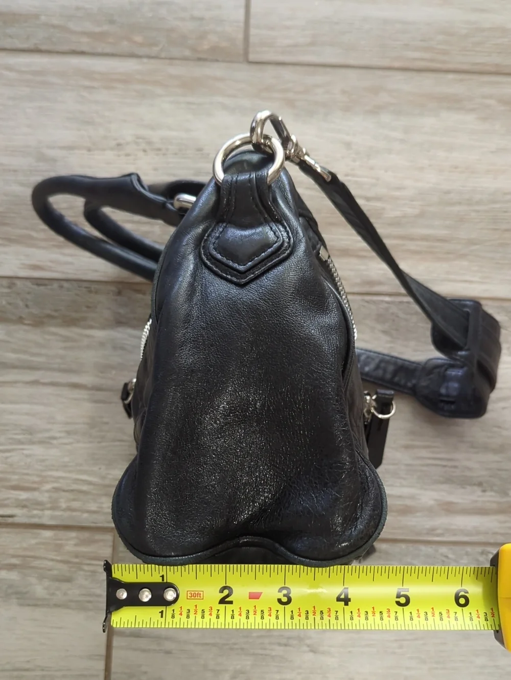True Vintage Y2K Treesje Asher Black Leather Moto Satchel Shoulder Bag